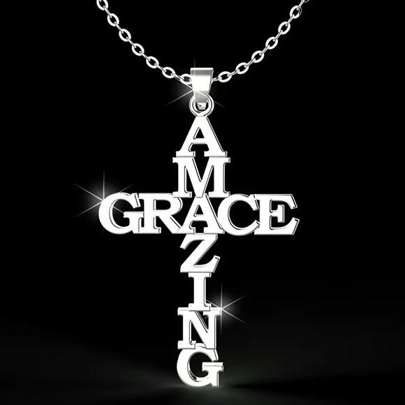 ✝️Amazing Grace Stainless Steel Cross Necklace! - Picture 1 of 8